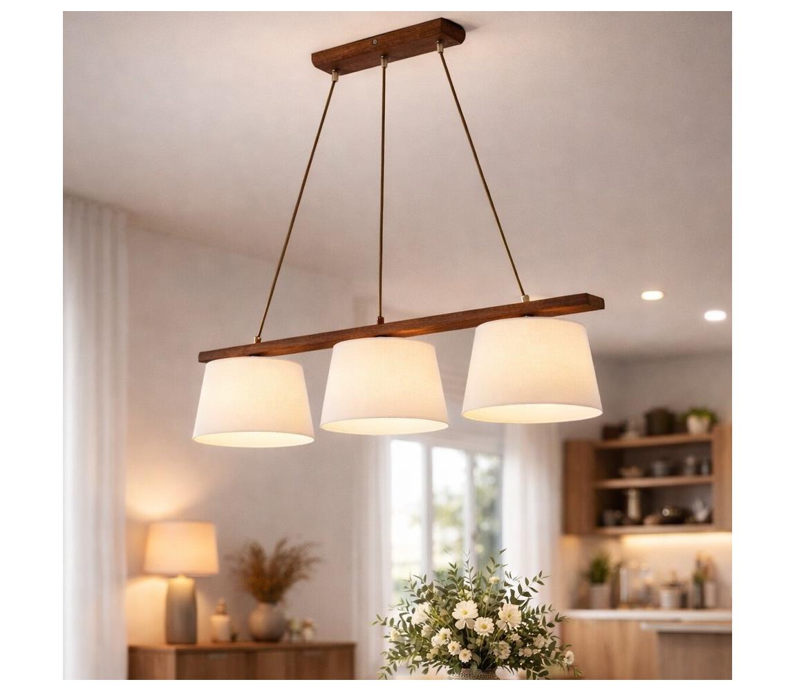 AIDA kábeles csillár 3x E27/60W/230V, átmérő 25 cm, tölgy/dió LD 3.98 DĄB ORZECH