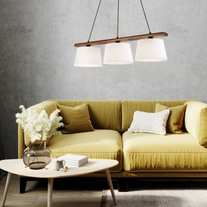 AIDA kábeles csillár 3x E27/60W/230V, átmérő 25 cm, tölgy/dió