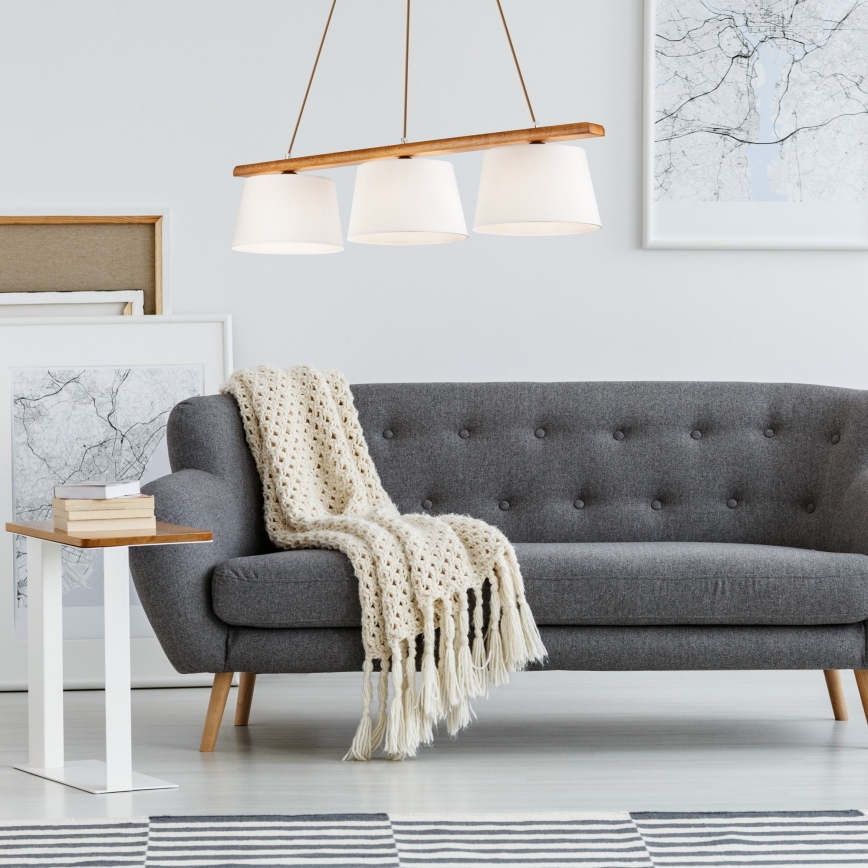 AIDA kábeles csillár, 3xE27, 3x60W, 230V, Ø 25 cm, tölgy