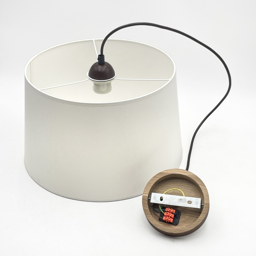 AIDA kábeles függeszték 1xE27/60W/230V Ø 35 cm tölgy/dió/fehér