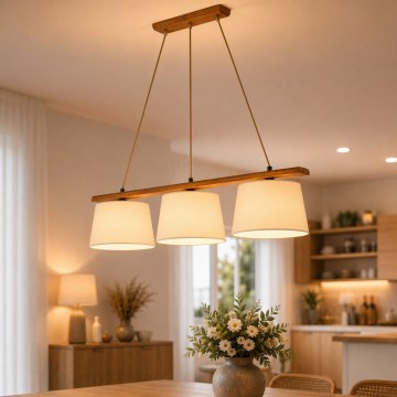 AIDA zsinóros csillár, 3xE27/15W/230V, átm. 25 cm, tölgy/krémszínű