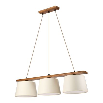 AIDA zsinóros csillár, 3xE27/15W/230V, átm. 25 cm, tölgy/krémszínű