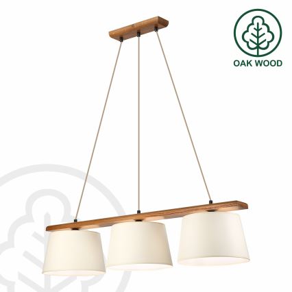 AIDA zsinóros csillár, 3xE27/15W/230V, átm. 25 cm, tölgy/krémszínű