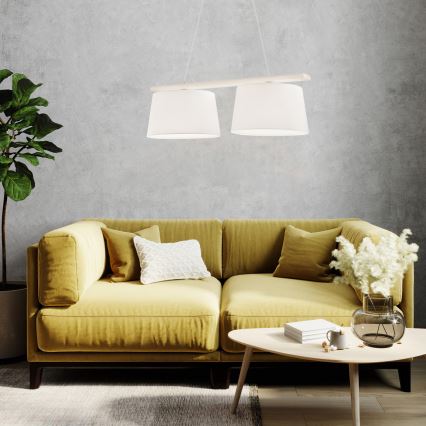 AIDA zsinóros függeszték 2xE27/60W/230V átm. 35 cm tölgy/fehér