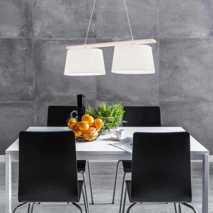 AIDA zsinóros függeszték 2xE27/60W/230V átm. 35 cm tölgy/fehér