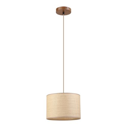 AIDA zsinóros függőlámpa 1xE27/15W/230V, átm. 25 cm, tölgy/rafia