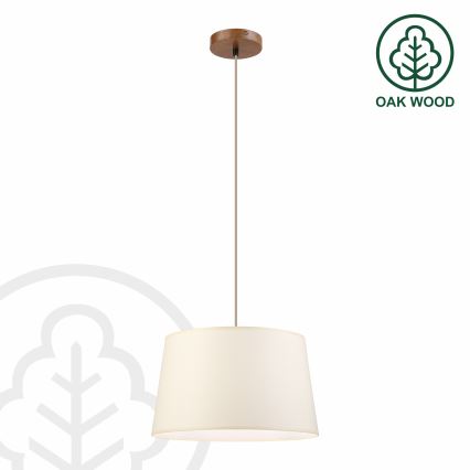 AIDA zsinóros függőlámpa 1xE27/15W/230V átmérő 35 cm tölgy/krémszínű
