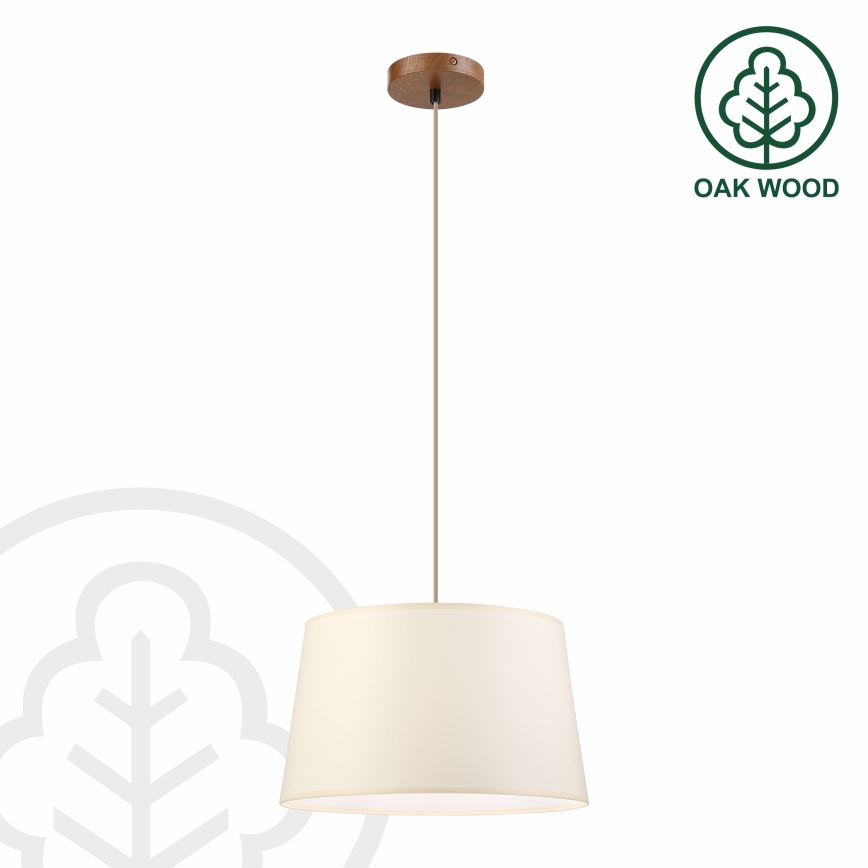 AIDA zsinóros függőlámpa 1xE27/15W/230V átmérő 35 cm tölgy/krémszínű