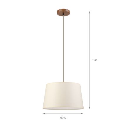AIDA zsinóros függőlámpa 1xE27/15W/230V átmérő 35 cm tölgy/krémszínű
