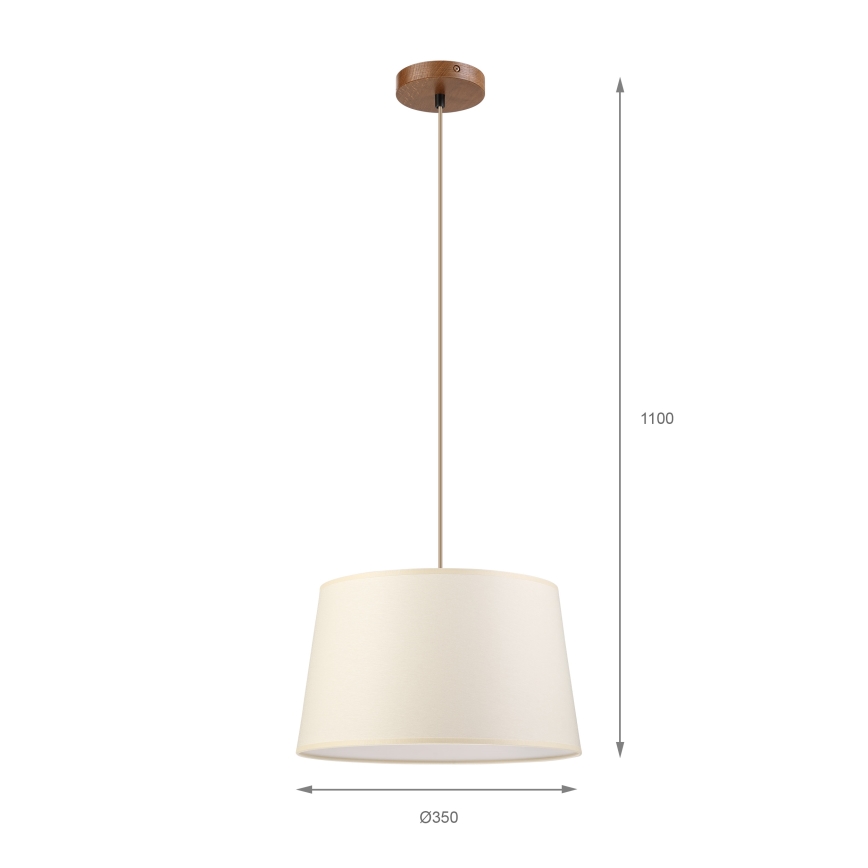 AIDA zsinóros függőlámpa 1xE27/15W/230V átmérő 35 cm tölgy/krémszínű