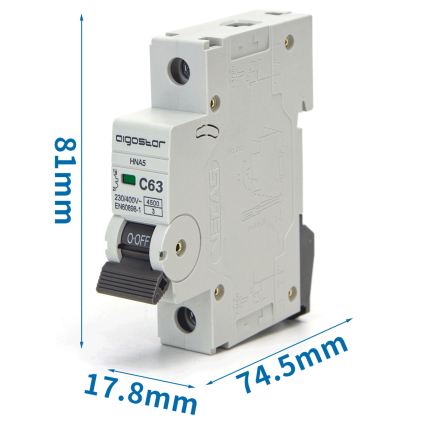 Aigostar - 1-fázisú kismegszakító 1P-63A-C 230-400V