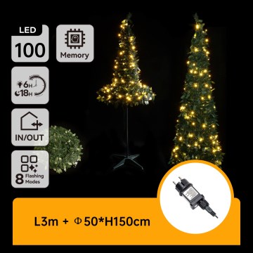 Aigostar - 100 LED-es kültéri karácsonyfa, 1,5 m, IP44, zöld, meleg fehér