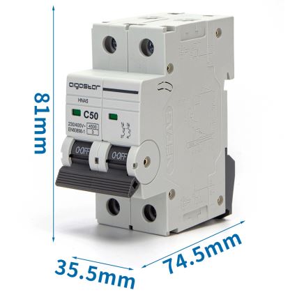 Aigostar - 2-fázisú kismegszakító 2P-50A-C 230-400V