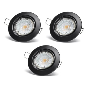 Aigostar - 3 darabos beépíthető LED lámpa szett, 1×GU10/4,5W/230V, 4000K, fekete
