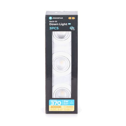 Aigostar - 3 darabos szett beépíthető LED mennyezeti lámpatest LED/5W/230V 4000K átm. 8,5 cm fehér