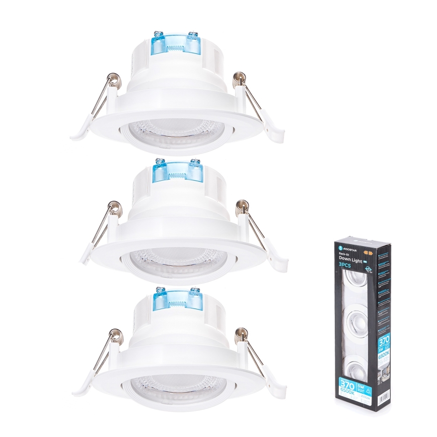 Aigostar - 3 darabos szett LED beépíthető mennyezeti lámpatest, LED/5W/230V, 6500K, átm. 8,5 cm, fehér