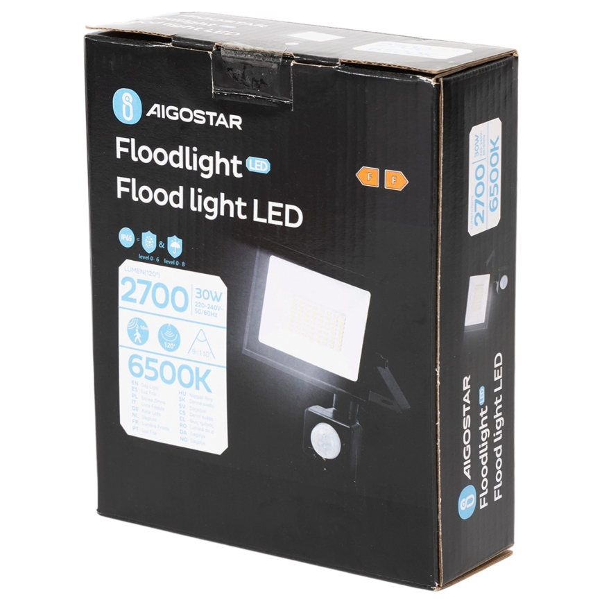Aigostar - 30W LED reflektor érzékelővel, 230V, 6500K, IP65