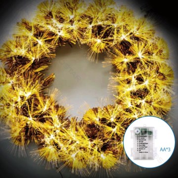 Aigostar - 3D LED kültéri karácsonyi koszorú, 72 LED, 3xAA, átmérő 50 cm, IP44, meleg fehér