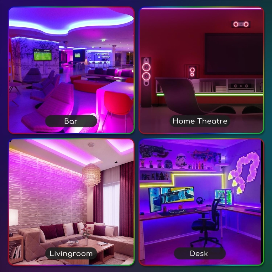 Aigostar - LED RGB állítható fényerejű kültéri szalag 3m LED/24W/12/230V IP65 + távirányító