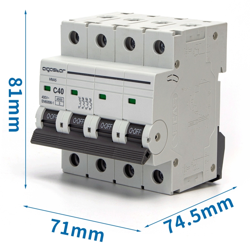 Aigostar - 4 pólusú kismegszakító 4P-40A-C 400V