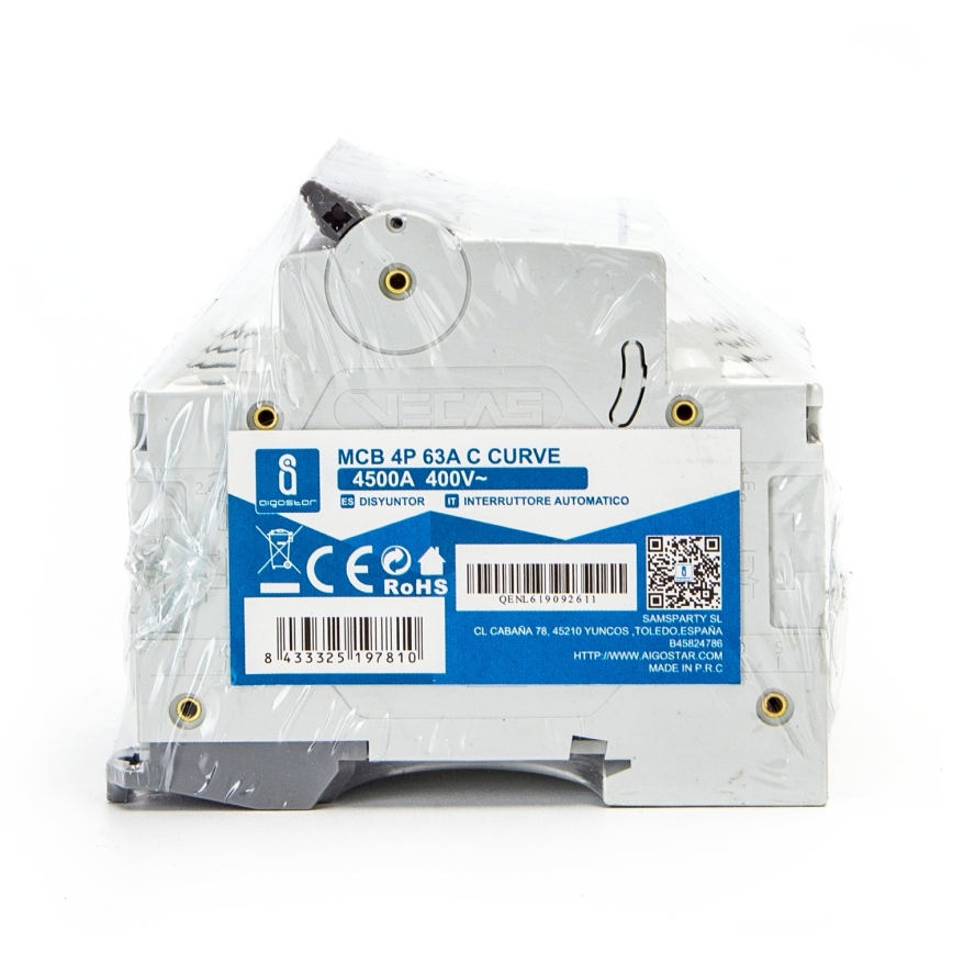 Aigostar - 4 pólusú kismegszakító 4P-63A-C 400V