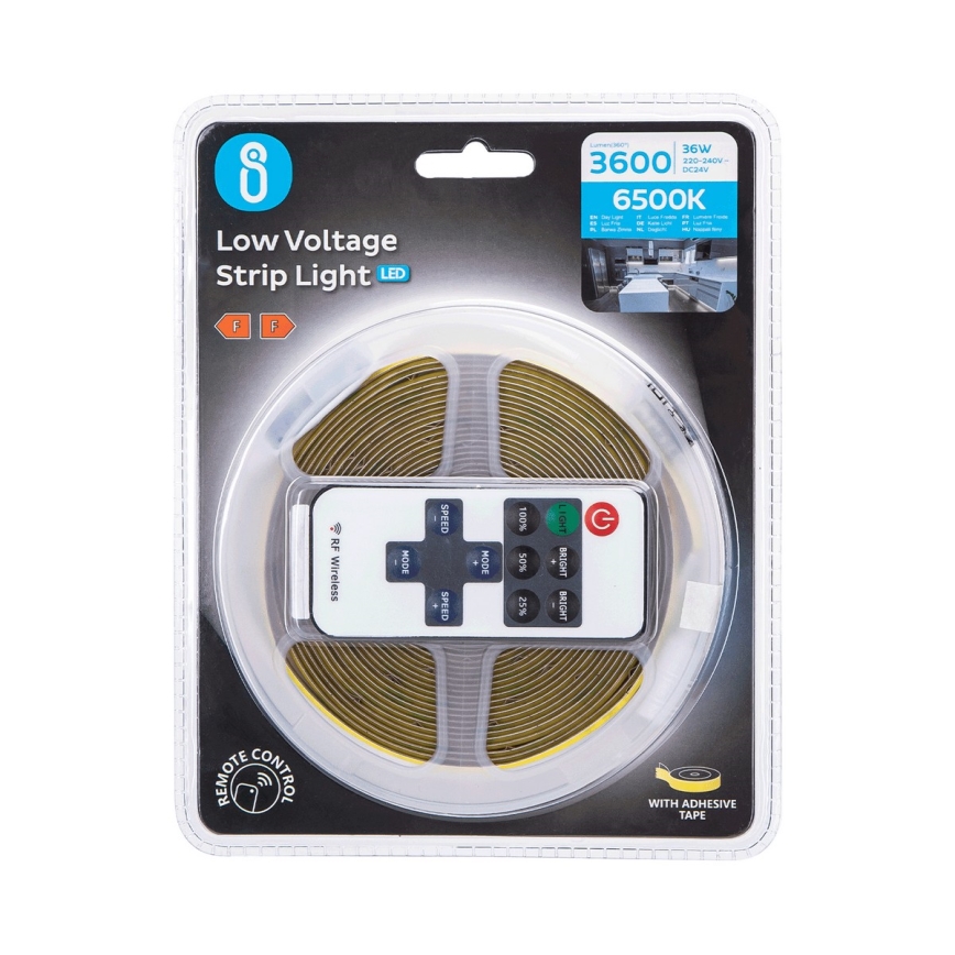 Aigostar - LED állítható fényerejű szalag 5m LED/36W/24/230V 6500K + távirányító