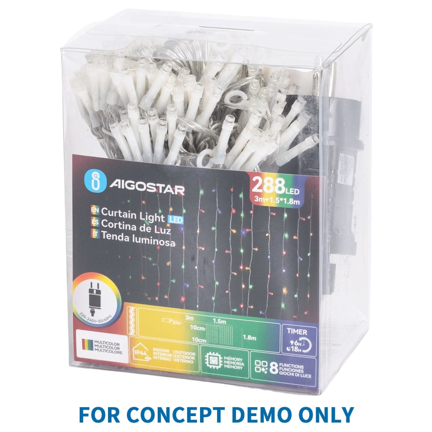 Aigostar - 78 m hosszú kültéri karácsonyi LED-füzér, 1500 LED, 8 világítási mód, IP44, többszínű