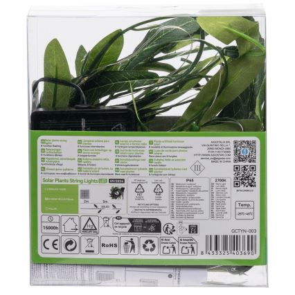 Aigostar - LED Napelemes fényfüzér 50xLED/7m IP65 300 mAh meleg fehér oliva