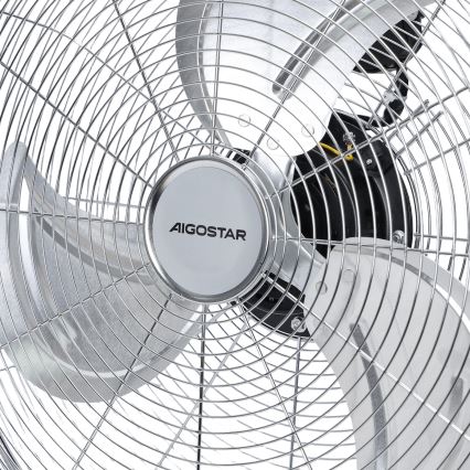 Aigostar - Álló ventilátor 100 W / 230 V, Ø 54 cm, fényes króm