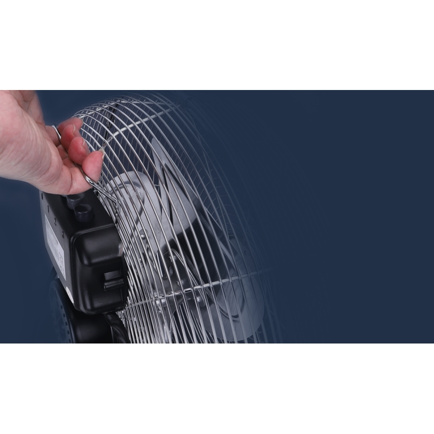 Aigostar - Álló ventilátor, 100 W/230 V, átmérő 54 cm, fényes króm kivitel