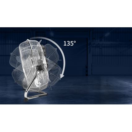 Aigostar - Álló ventilátor, 100 W/230 V, átmérő 54 cm, fényes króm kivitel