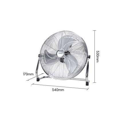 Aigostar - Álló ventilátor, 100 W/230 V, átmérő 54 cm, fényes króm kivitel