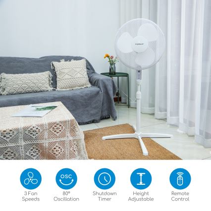 Aigostar - Álló ventilátor 40W/230V 120 cm fehér