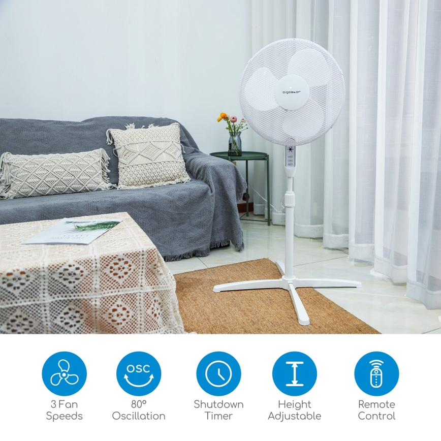 Aigostar - Álló ventilátor 40W/230V 120 cm fehér