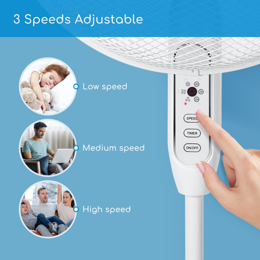 Aigostar - Álló ventilátor 40W/230V 120 cm fehér