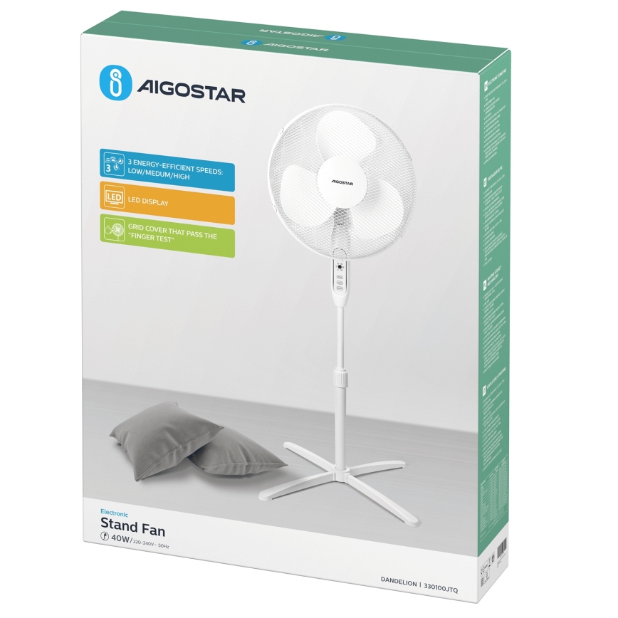 Aigostar - Álló ventilátor 40W/230V 120 cm fehér