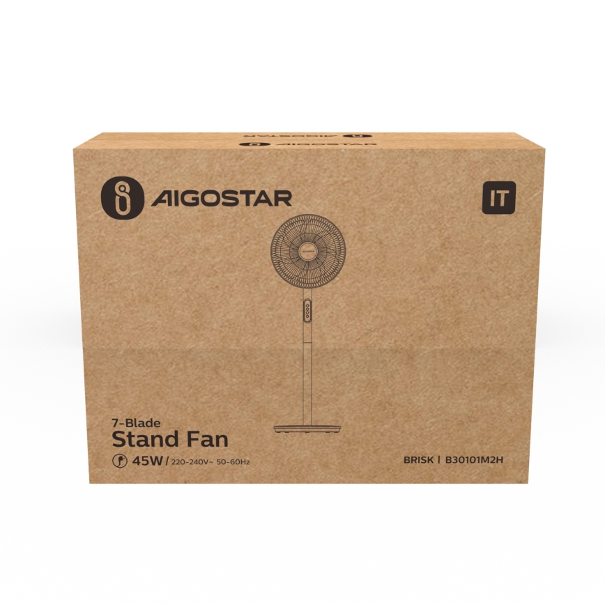 Aigostar - Álló ventilátor 45 W/230 V, ø 35 cm, fehér