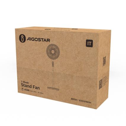 Aigostar - Álló ventilátor 45 W/230 V, ø 35 cm, fehér