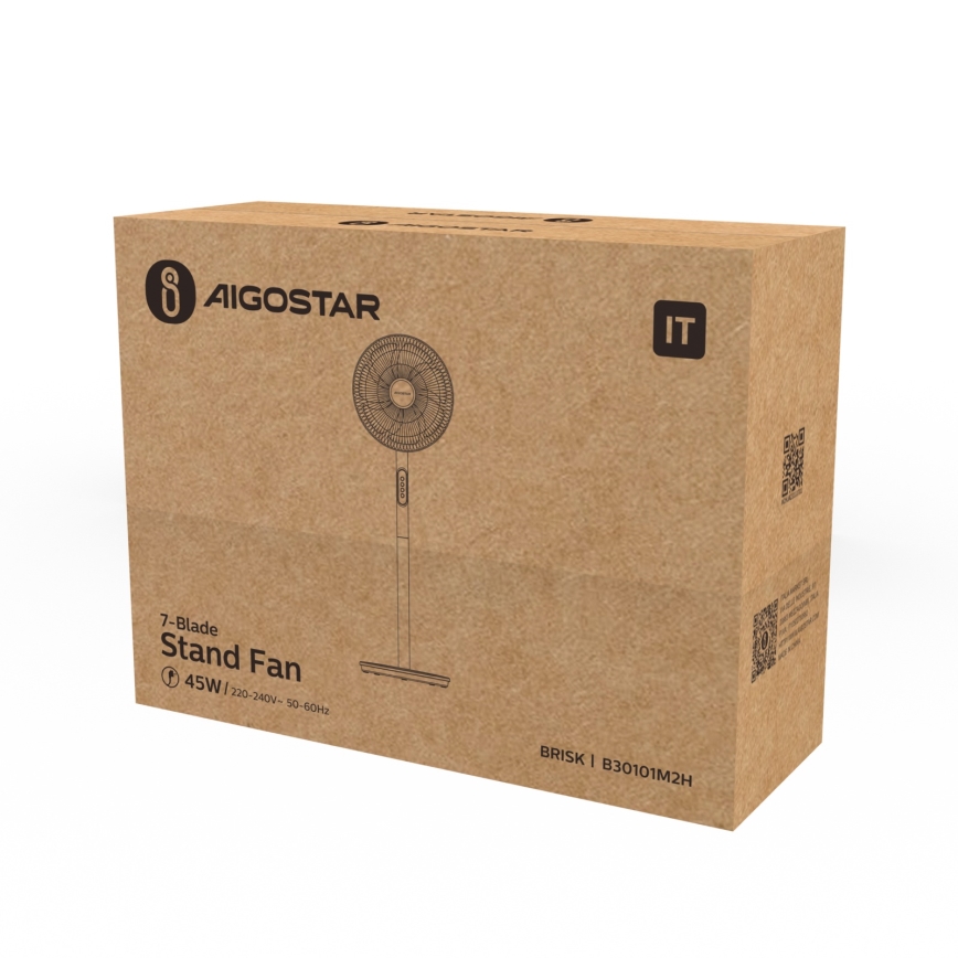 Aigostar - Álló ventilátor 45 W/230 V, ø 35 cm, fehér