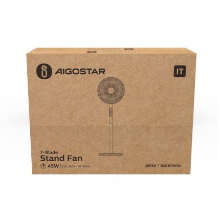 Aigostar - Álló ventilátor 45W/230V 110 cm fehér