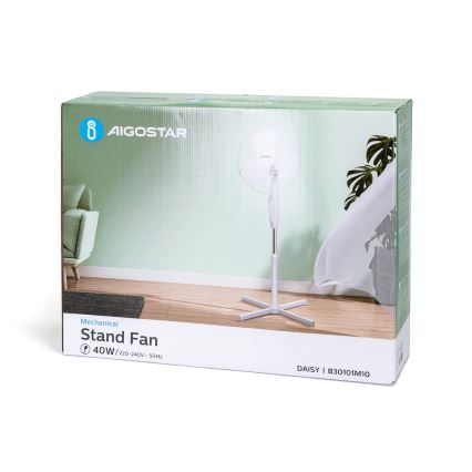 Aigostar - Álló ventilátor 45W/230V 125 cm fehér