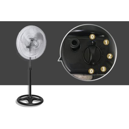 Aigostar - Álló ventilátor 50W/230V átm. 50 cm króm/fekete