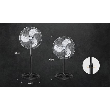 Aigostar - Álló ventilátor 50W/230V átm. 50 cm króm/fekete