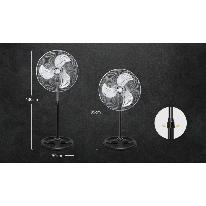 Aigostar - Álló ventilátor 50W/230V átm. 50 cm króm/fekete