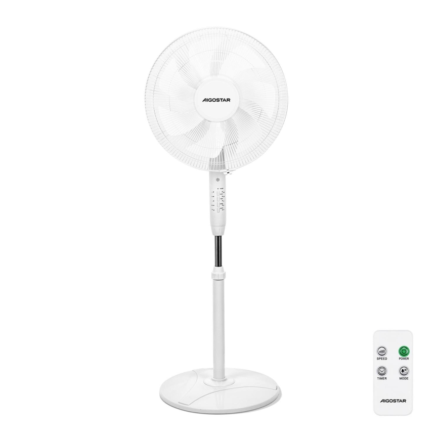 Aigostar - Álló ventilátor 60W/230V fehér + távirányító