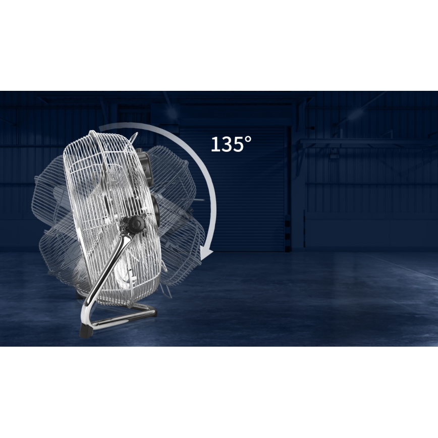 Aigostar - álló ventilátor 100W/230V, 54 cm átmérő, fényes króm