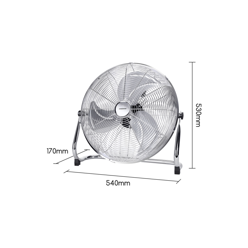 Aigostar - álló ventilátor 100W/230V, 54 cm átmérő, fényes króm