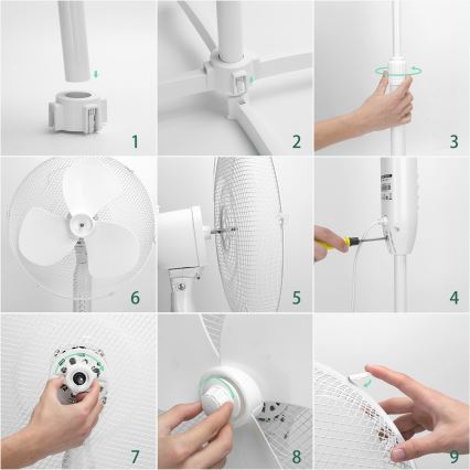 Aigostar - Állóventilátor 45W/230V átm. 40 cm fehér