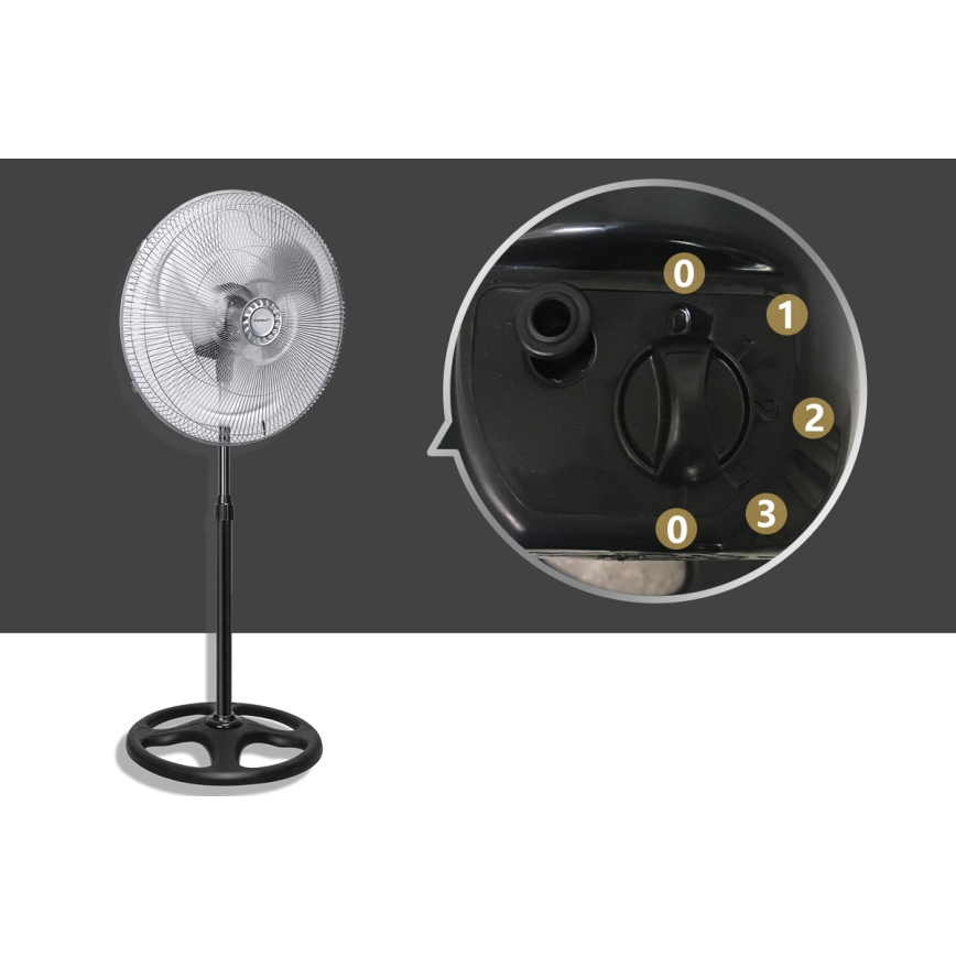 Aigostar - Állóventilátor 50W/230V fényezett króm/fekete