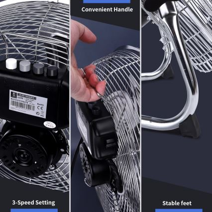 Aigostar - Állóventilátor 60W/230V 44,5 cm fényezett króm